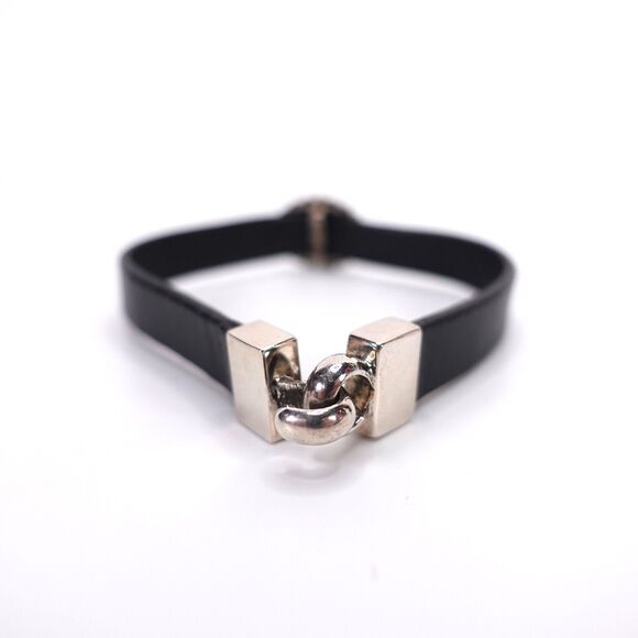 King Baby Star Concho Black Leather Bracelet With Hook Clasp .925 USA - Picture 6 of 11